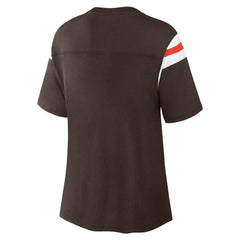 Cleveland Browns Women's Earned Stripes T-Shirt Brown