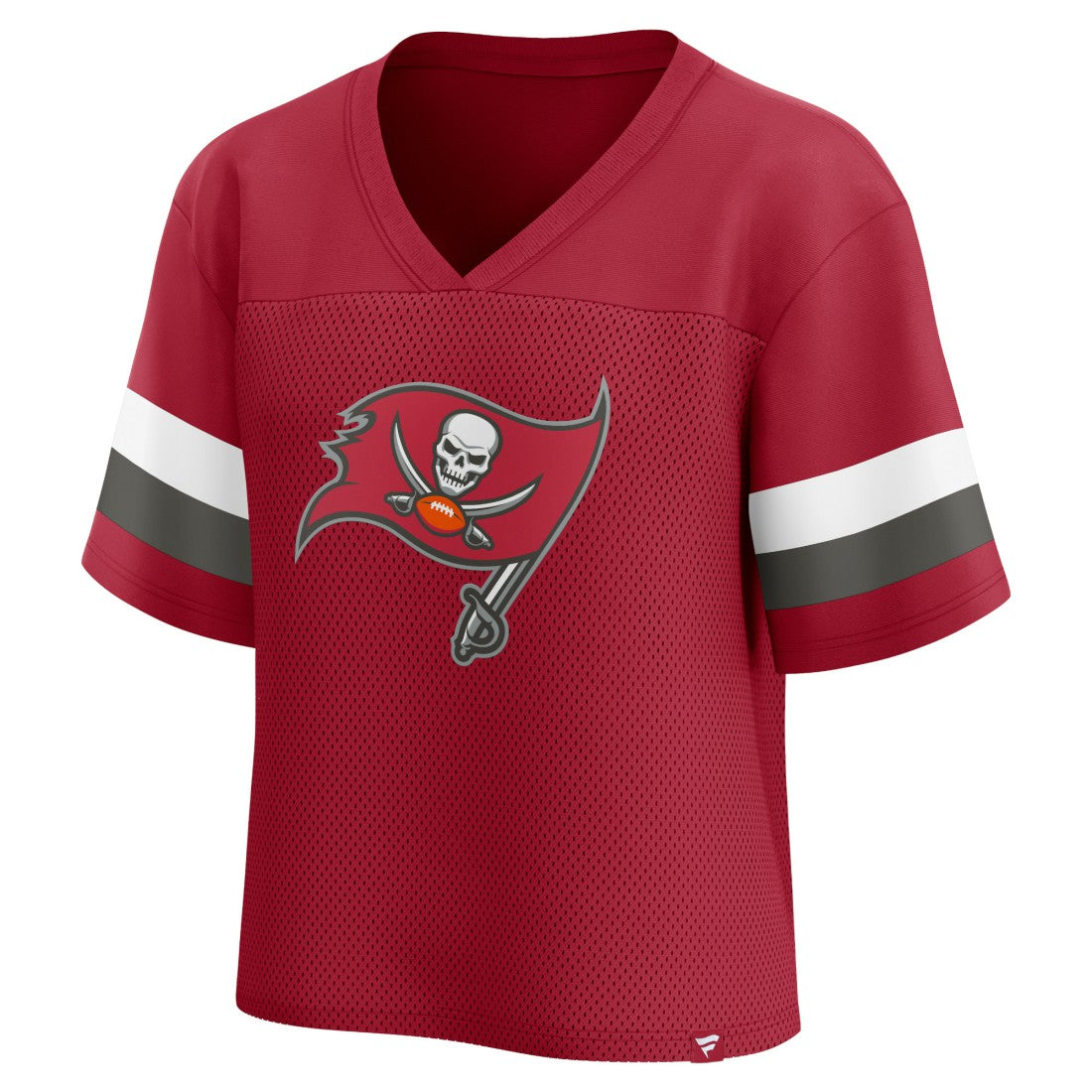 Tampa Bay Buccaneers Women's Established Jersey Cropped V-Neck T-Shirt Red