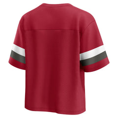 Tampa Bay Buccaneers Women's Established Jersey Cropped V-Neck T-Shirt Red