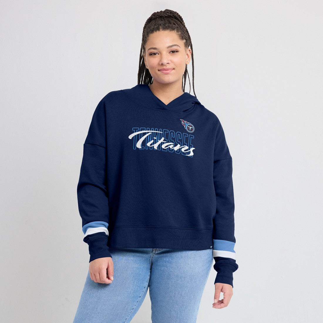 Tennessee Titans Women's Over Under Pullover Hoodie Navy