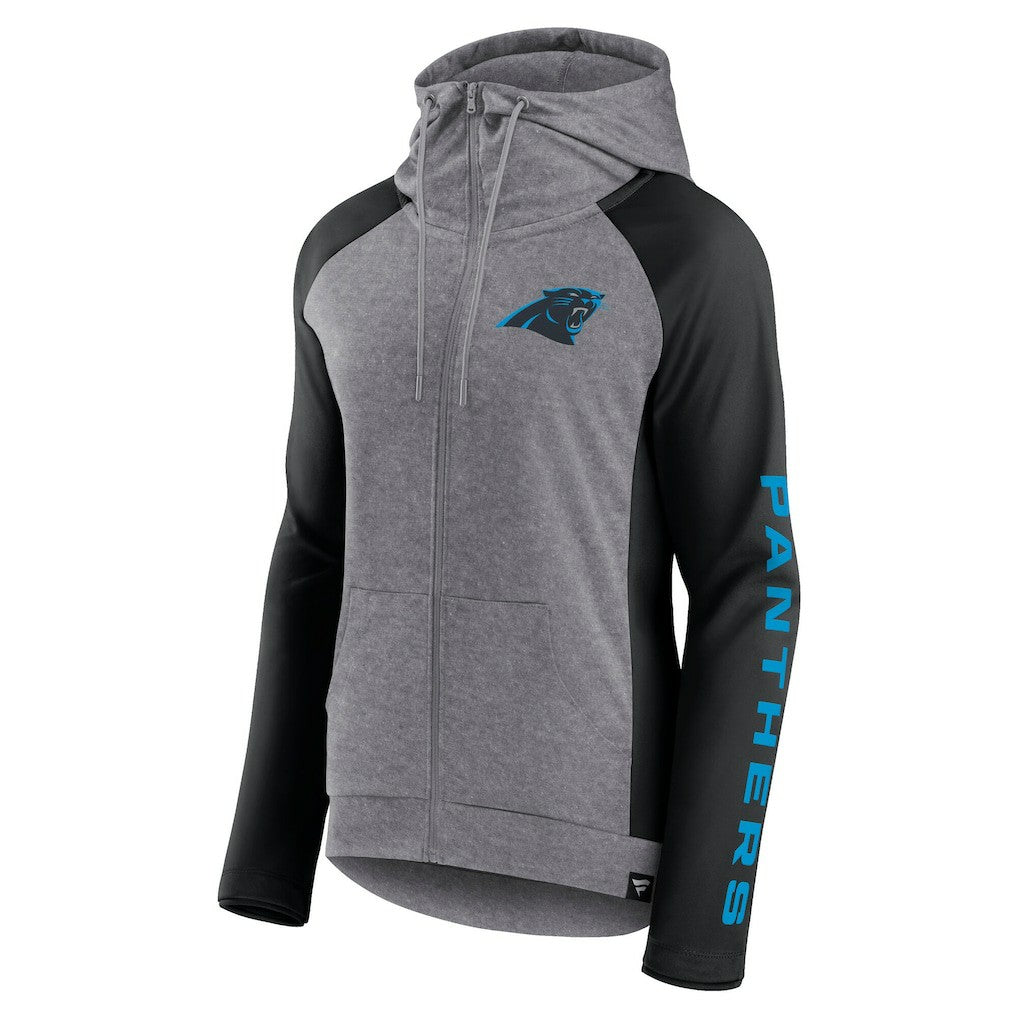 Carolina Panthers Women's Blind Side Lightweight Full-Zip Hoodie Heather Gray/College Black