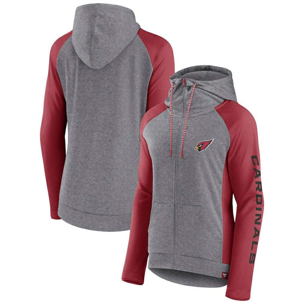 Arizona Cardinals Women's Blind Side Lightweight Full-Zip Hoodie Heather Gray/College Cardinal