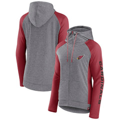 Arizona Cardinals Women's Blind Side Lightweight Full-Zip Hoodie Heather Gray/College Cardinal