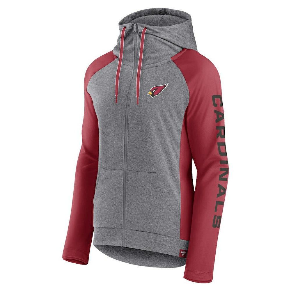 Arizona Cardinals Women's Blind Side Lightweight Full-Zip Hoodie Heather Gray/College Cardinal