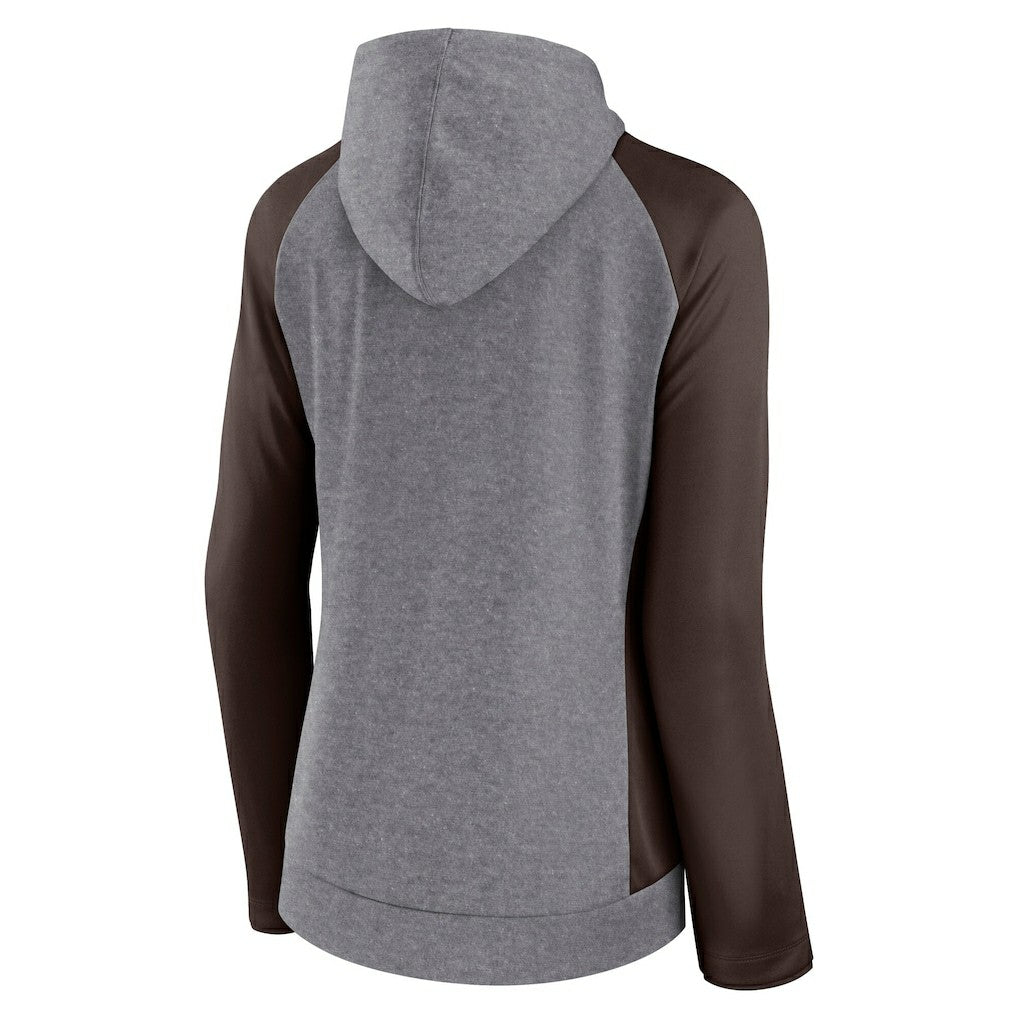 Cleveland Browns Women's Blind Side Lightweight Full-Zip Hoodie Heather Gray/College Brown
