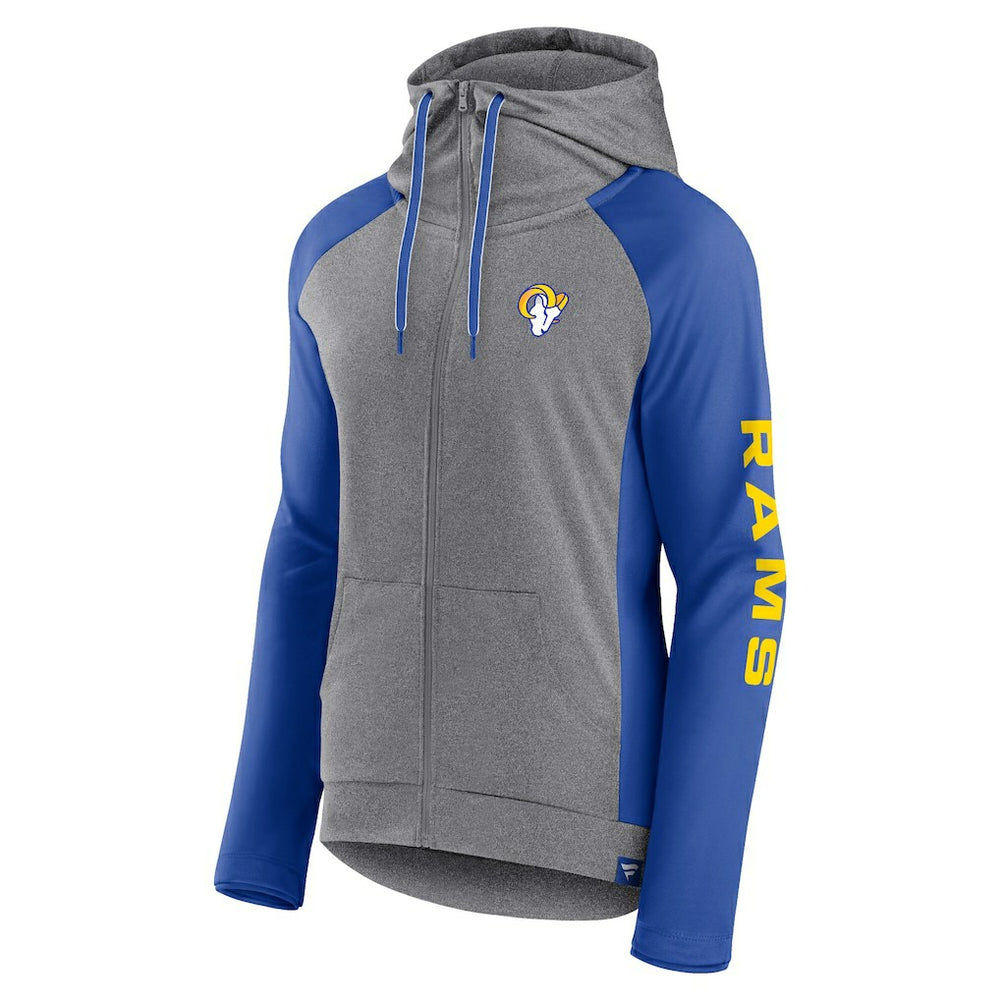 Los Angeles Rams Women's Blind Side Lightweight Full-Zip Hoodie Heather Gray/College Royal