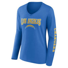 Los Angeles Chargers Women's Wordmark Long Sleeve V-Neck T-Shirt Powder Blue