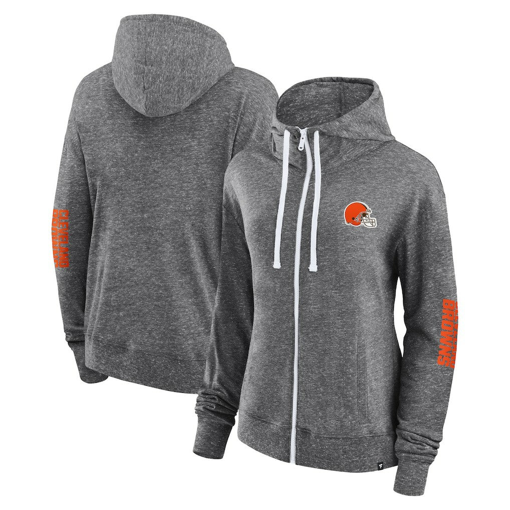 Cleveland Browns Women's Opening Coin Flip Lightweight Full-Zip Hoodie Heather Charcoal