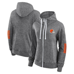 Cleveland Browns Women's Opening Coin Flip Lightweight Full-Zip Hoodie Heather Charcoal