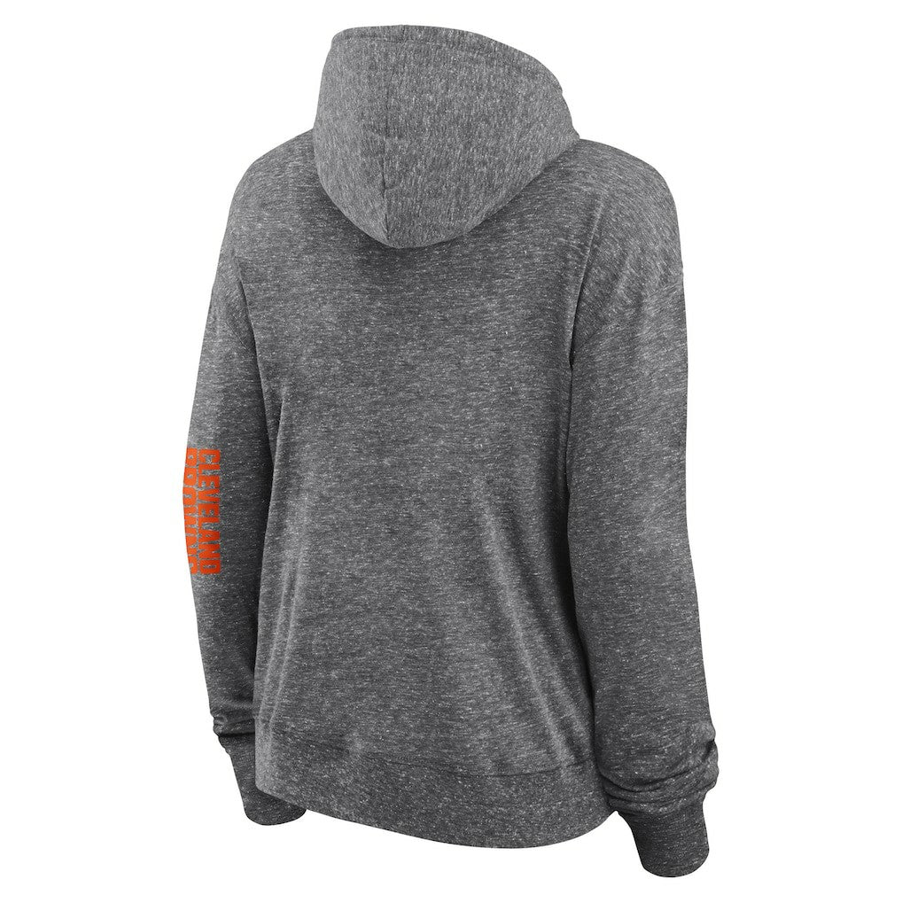 Cleveland Browns Women's Opening Coin Flip Lightweight Full-Zip Hoodie Heather Charcoal