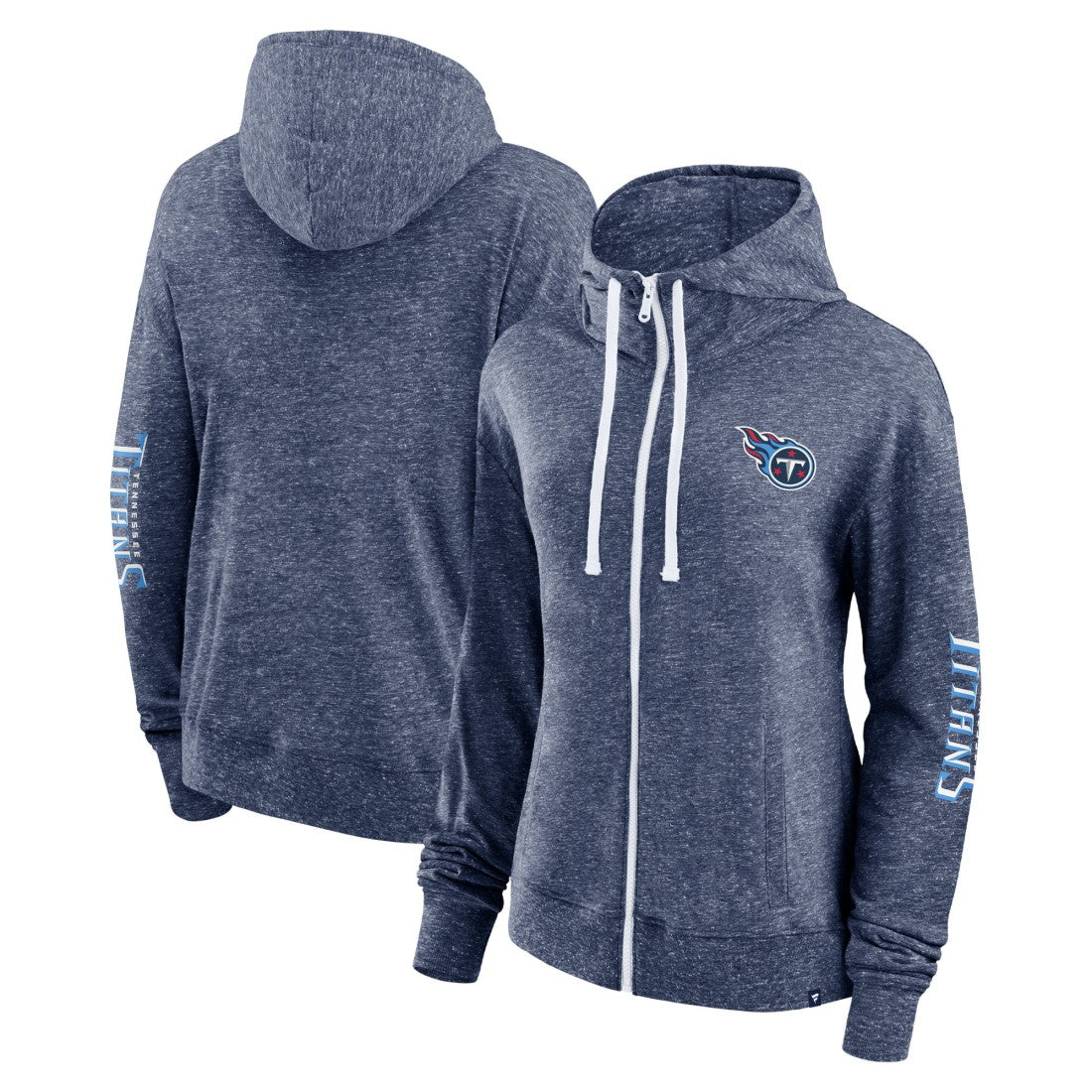 Tennessee Titans Women's Opening Coin Flip Lightweight Full-Zip Hoodie Heather Navy