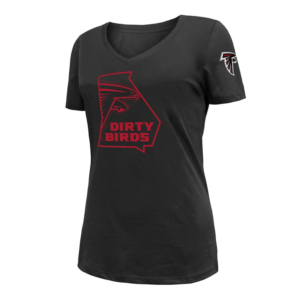 Atlanta Falcons New Era Women's Dirty Birds Kickoff V-Neck T-Shirt Black
