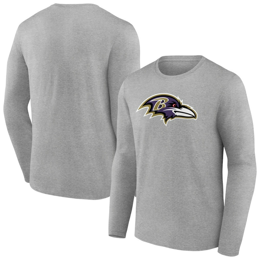 Baltimore Ravens Primary Team Logo Long Sleeve T-Shirt Heather Gray