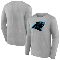 Carolina Panthers Primary Team Logo Long Sleeve T-Shirt Heather Gray