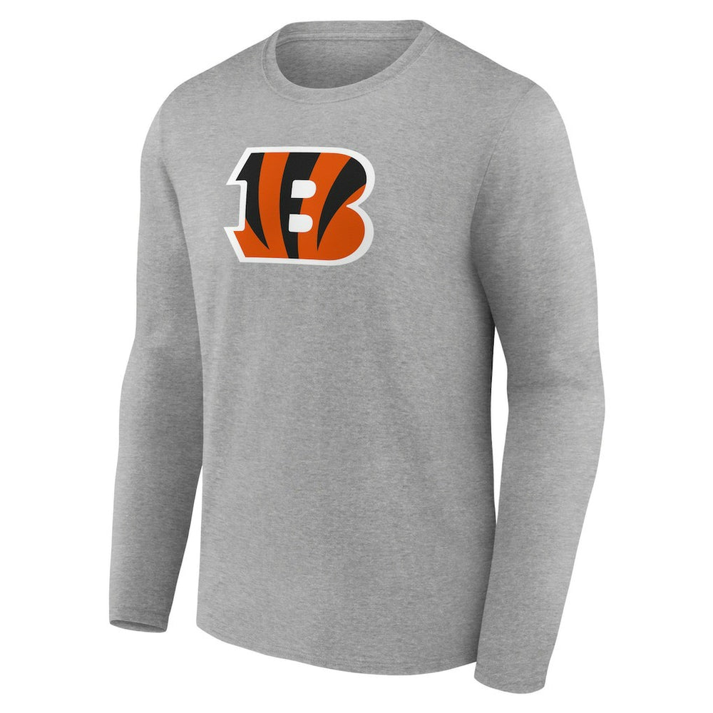 Cincinnati Bengals Primary Team Logo Long Sleeve T-Shirt Heather Gray