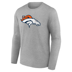 Denver Broncos Primary Team Logo Long Sleeve T-Shirt Heather Gray
