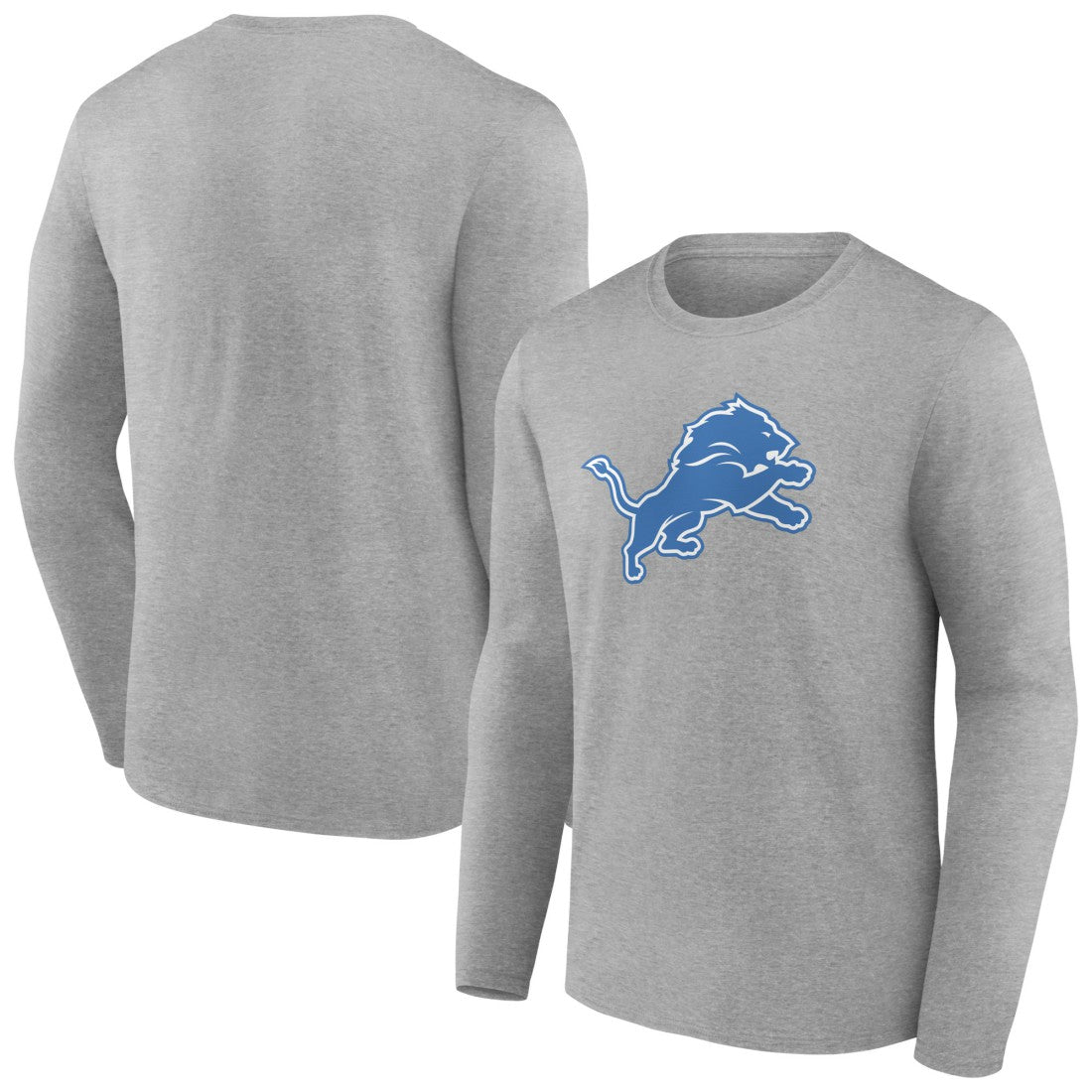 Detroit Lions Primary Team Logo Long Sleeve T-Shirt Heather Gray