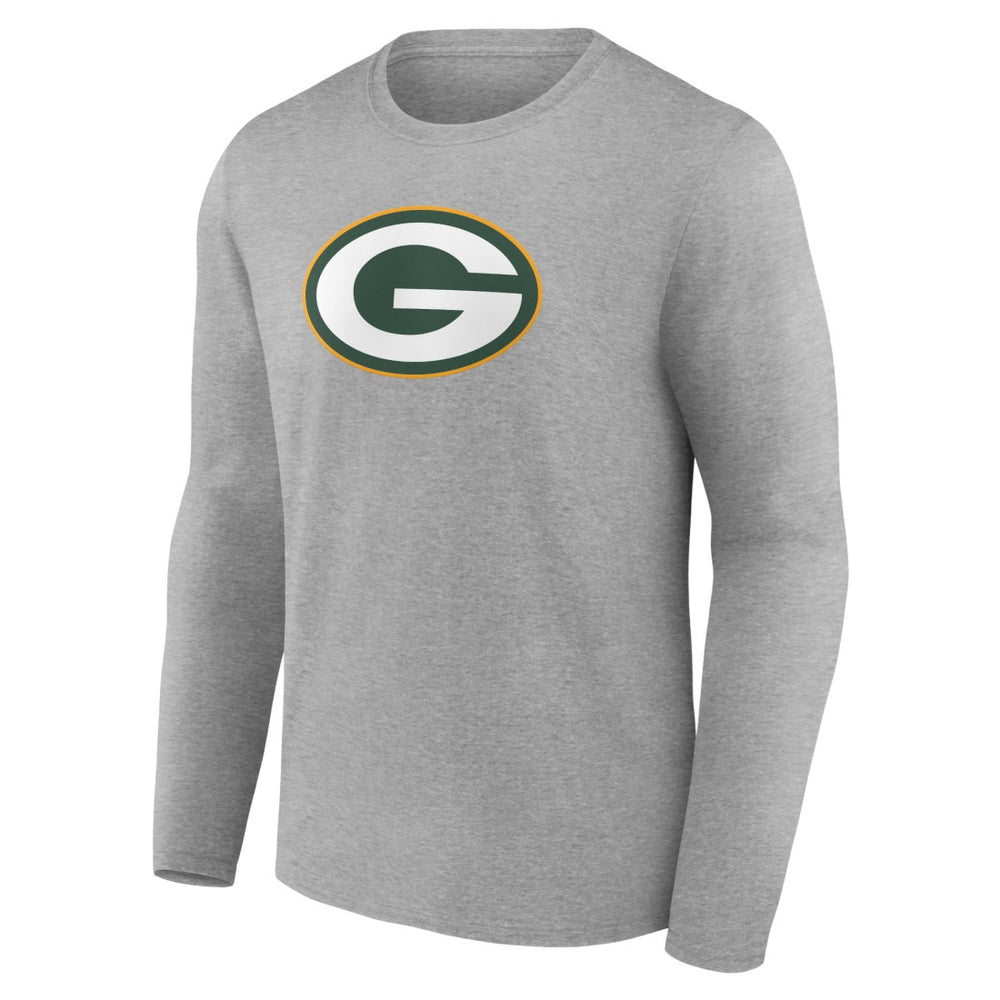 Green Bay Packers Primary Team Logo Long Sleeve T-Shirt Heather Gray