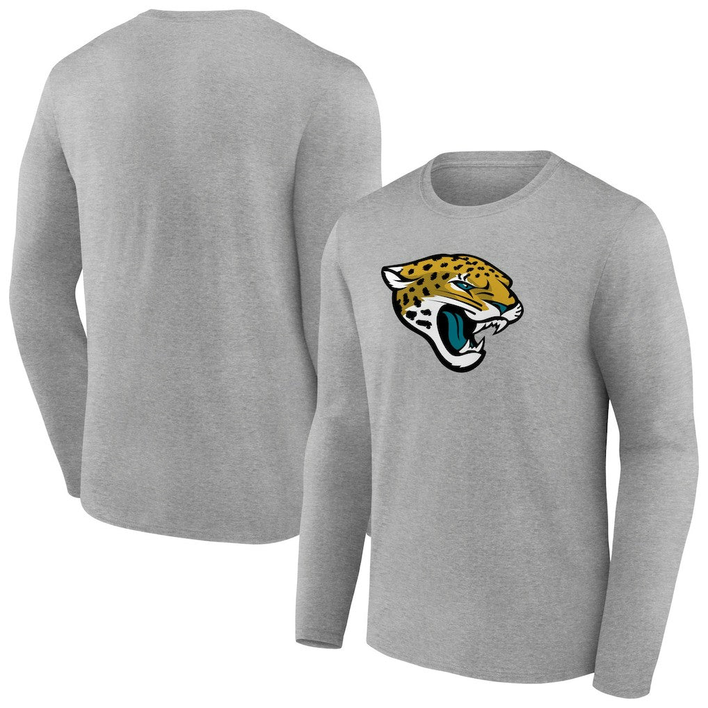 Jacksonville Jaguars Primary Team Logo Long Sleeve T-Shirt Heather Gray
