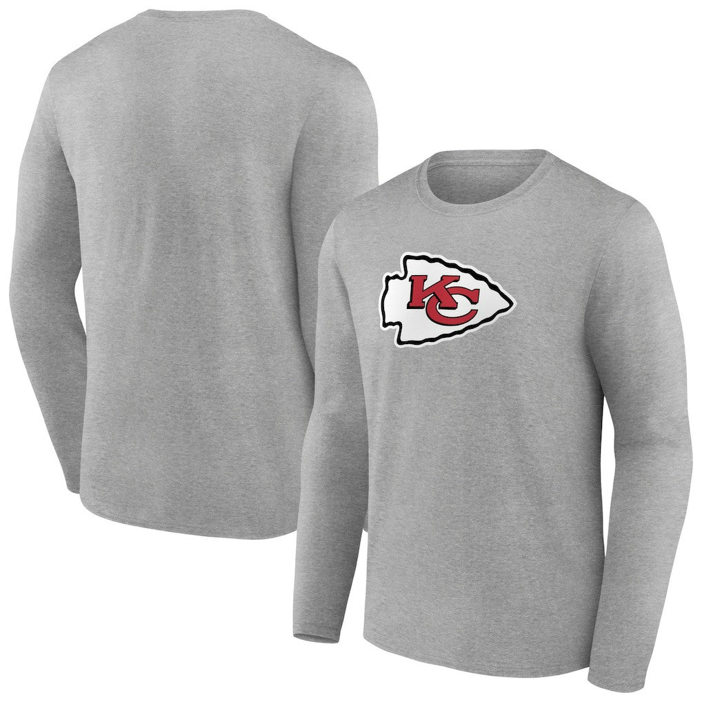 Kansas City Chiefs Primary Team Logo Long Sleeve T-Shirt Heather Gray