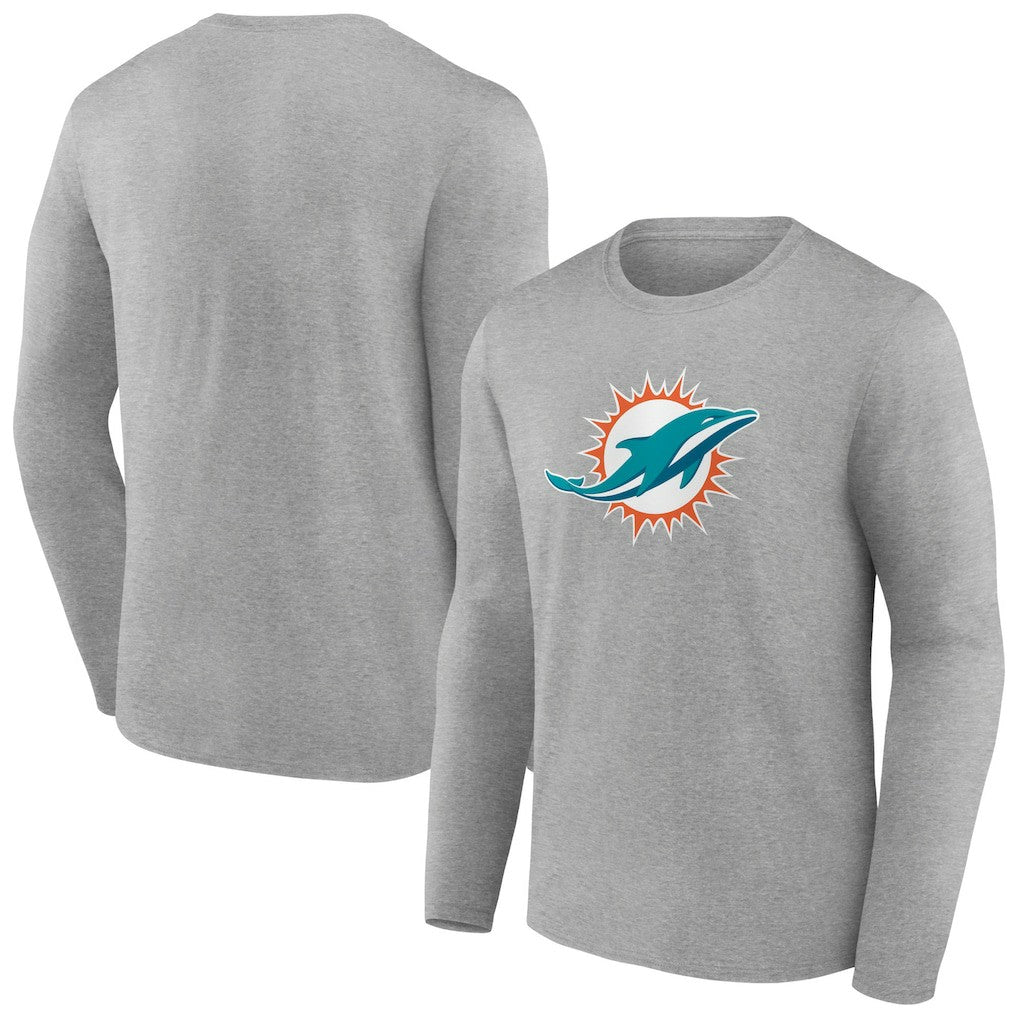 Miami Dolphins Primary Team Logo Long Sleeve T-Shirt Heather Gray