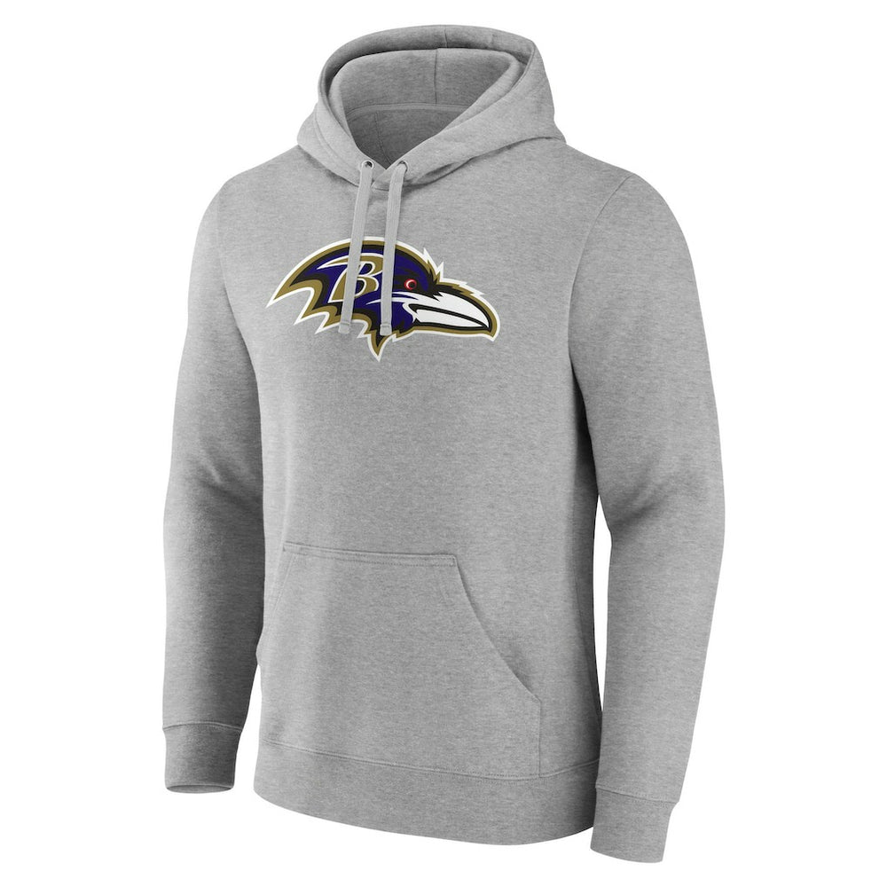Baltimore Ravens Primary Team Logo Fitted Pullover Hoodie Heather Gray