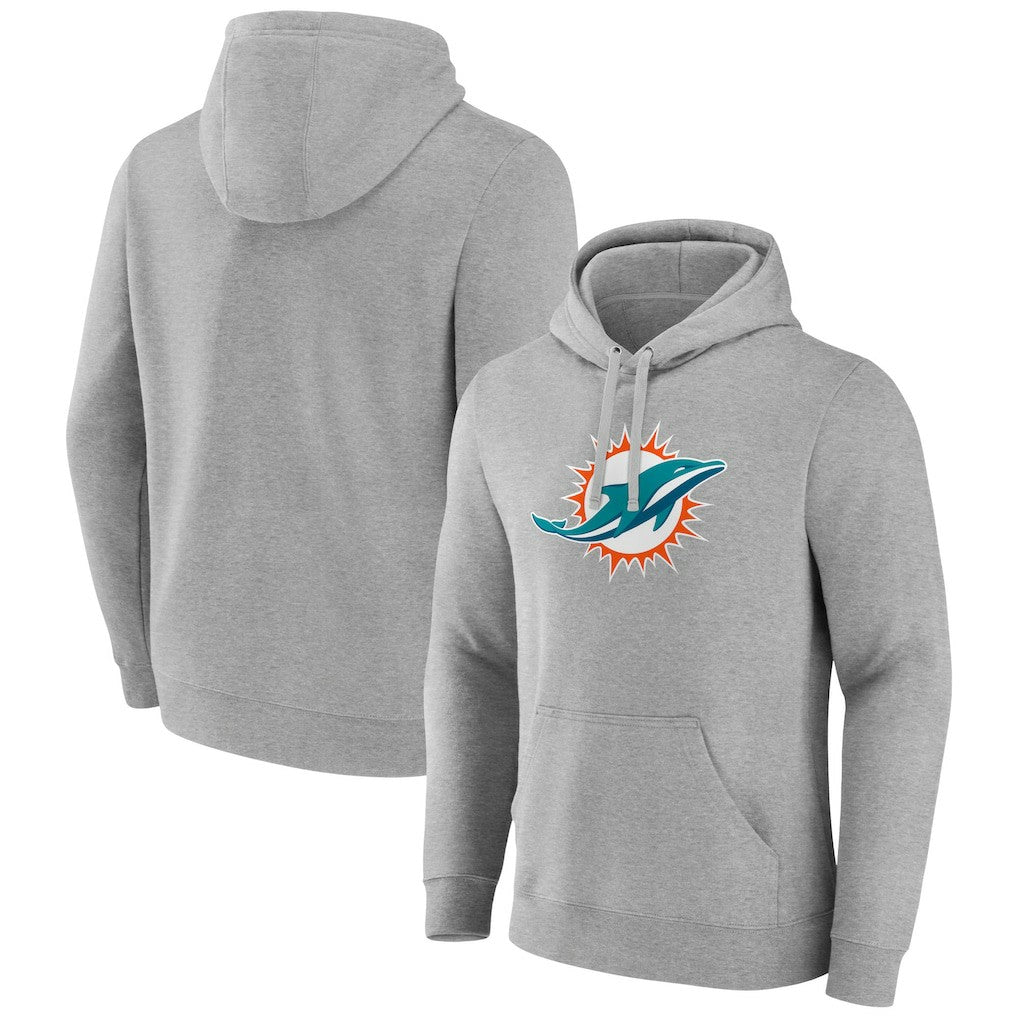 Miami Dolphins Primary Team Logo Fitted Pullover Hoodie Heather Gray