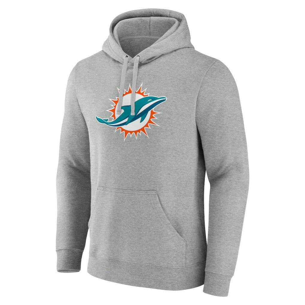 Miami Dolphins Primary Team Logo Fitted Pullover Hoodie Heather Gray