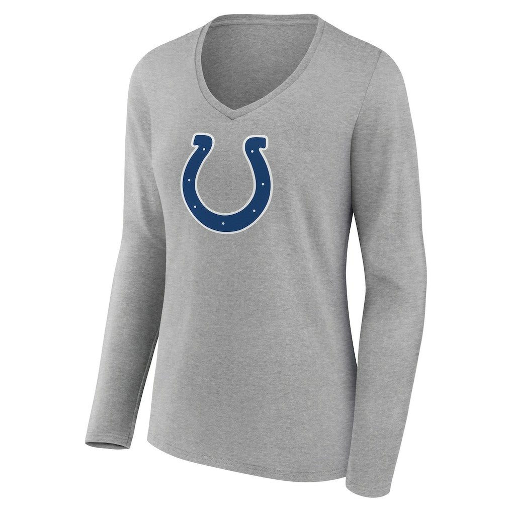 Indianapolis Colts Women's Primary Team Logo Long Sleeve V-Neck T-Shirt Heather Gray