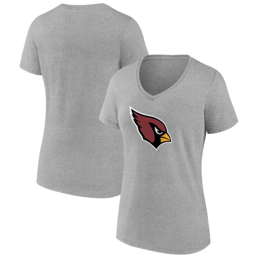 Arizona Cardinals Women's Primary Logo V-Neck T-Shirt Heather Gray