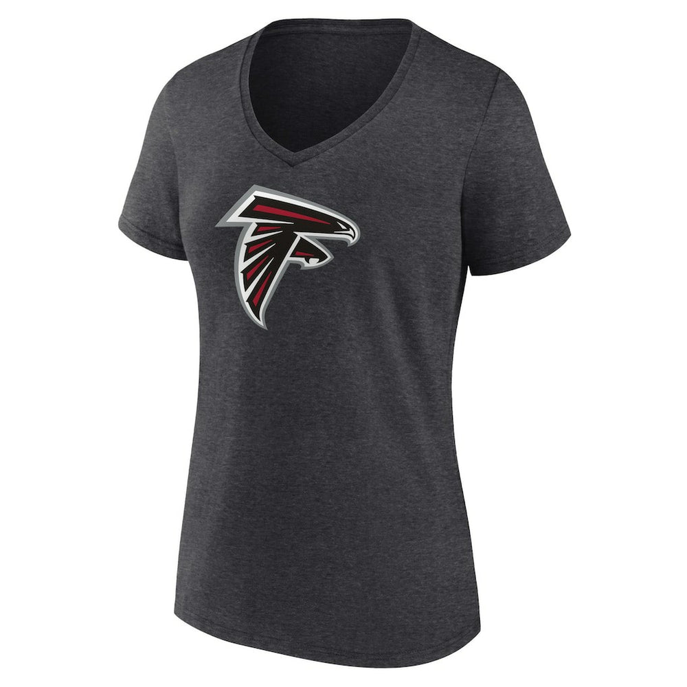 Atlanta Falcons Women's Primary Team Logo V-Neck T-Shirt Charcoal