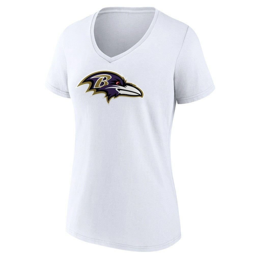 Baltimore Ravens Women's Primary Team Logo V-Neck T-Shirt White