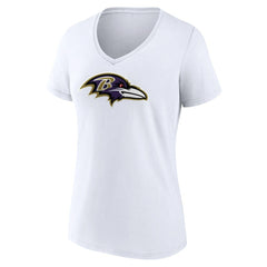 Baltimore Ravens Women's Primary Team Logo V-Neck T-Shirt White