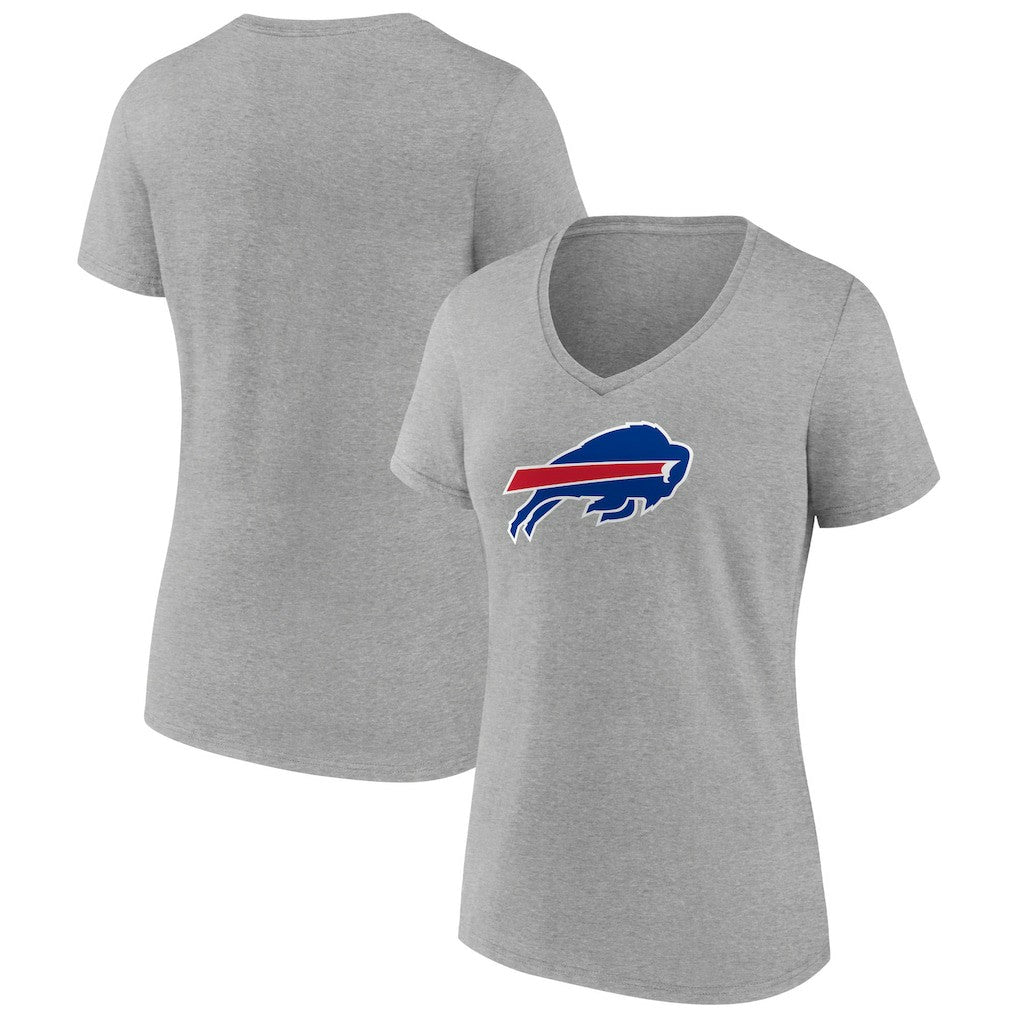 Buffalo Bills Women's Primary Team Logo V-Neck T-Shirt Heather Gray