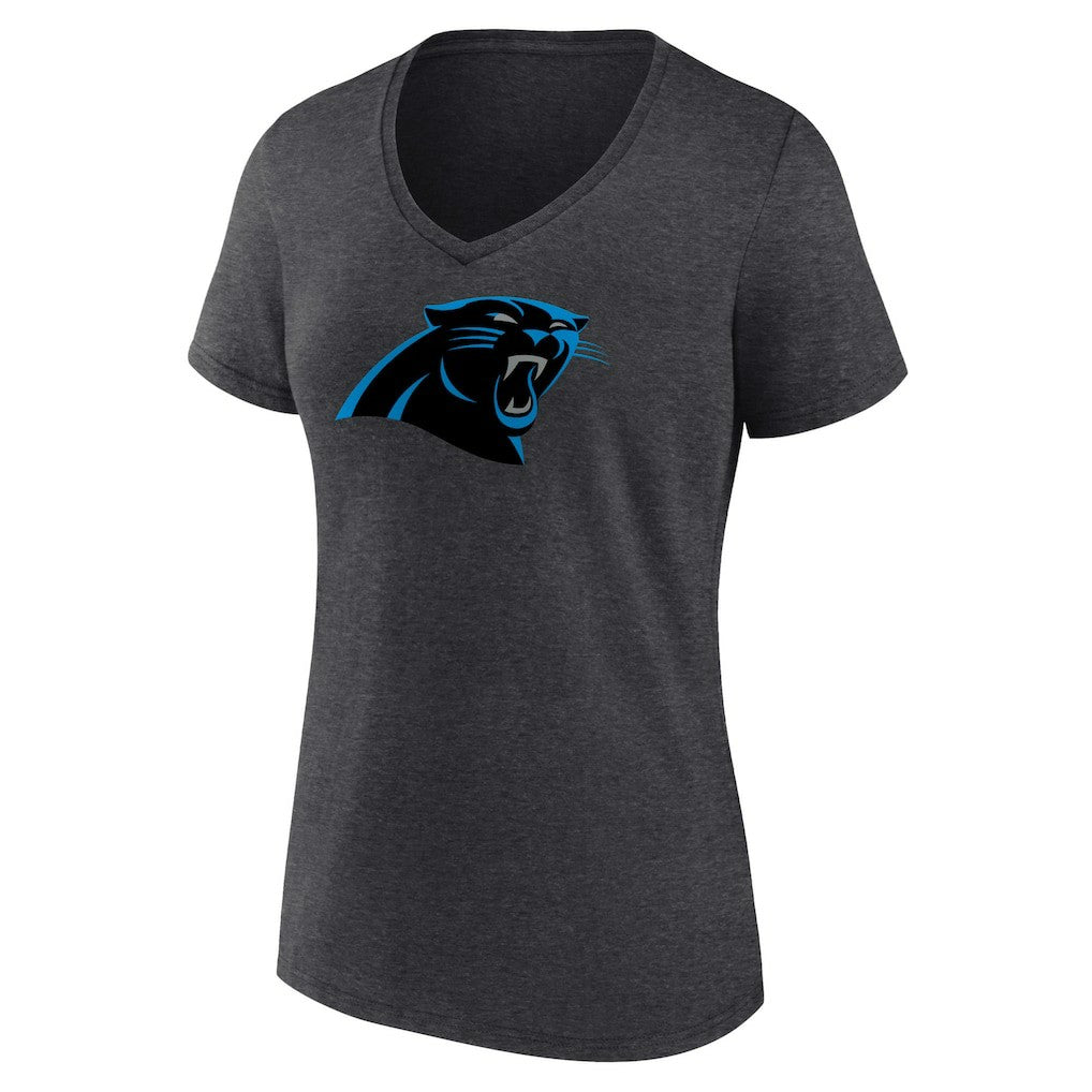 Carolina Panthers Women's Primary Team Logo V-Neck T-Shirt Charcoal