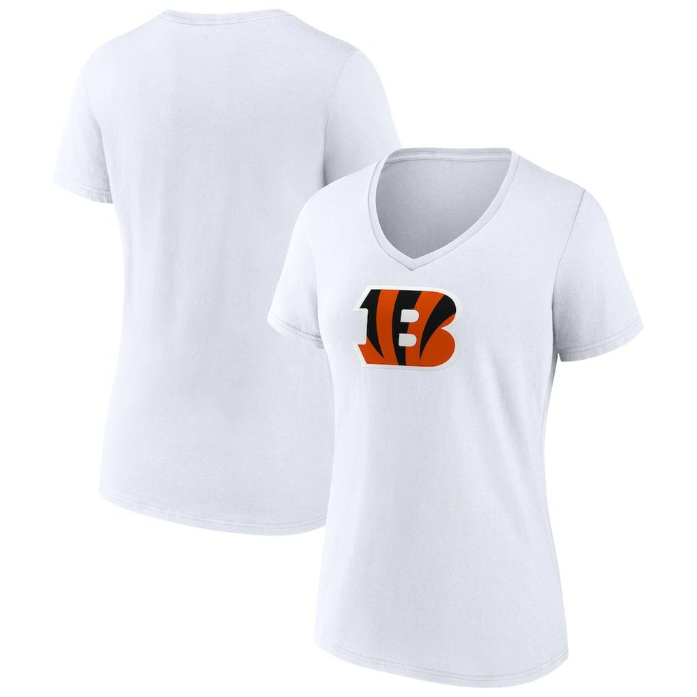 Cincinnati Bengals Women's Primary Team Logo V-Neck T-Shirt White