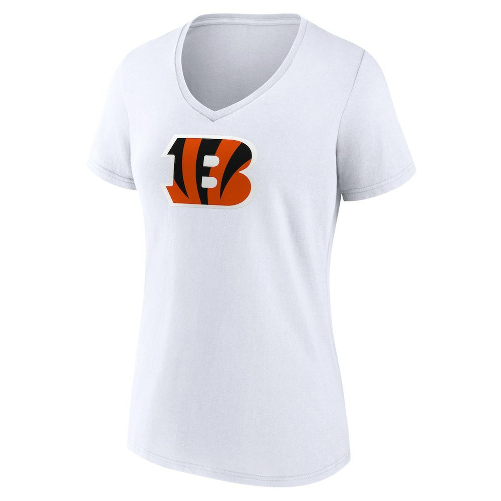 Cincinnati Bengals Women's Primary Team Logo V-Neck T-Shirt White