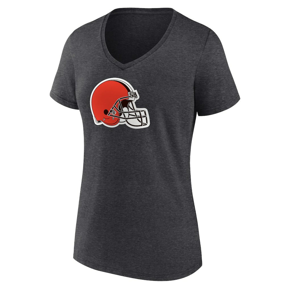 Cleveland Browns Women's Primary Team Logo V-Neck T-Shirt Charcoal