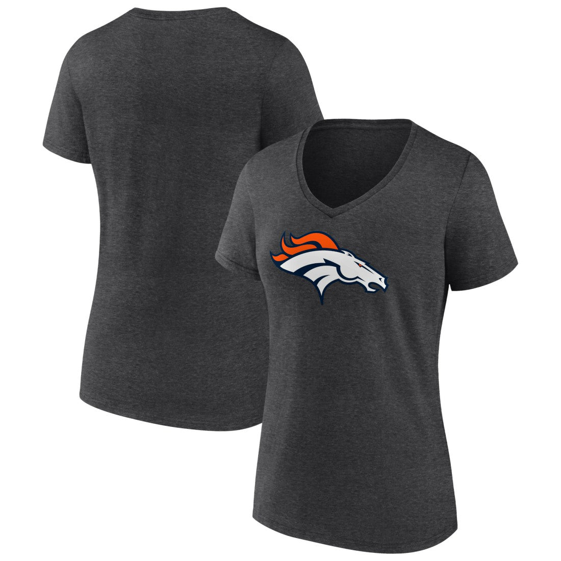 Denver Broncos Women's Primary Team Logo V-Neck T-Shirt Charcoal