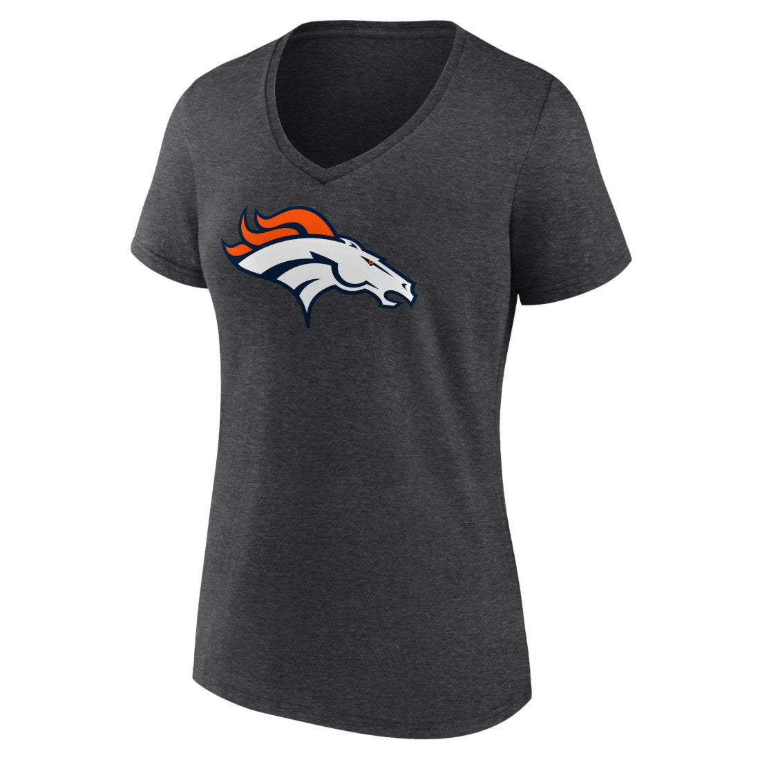 Denver Broncos Women's Primary Team Logo V-Neck T-Shirt Charcoal