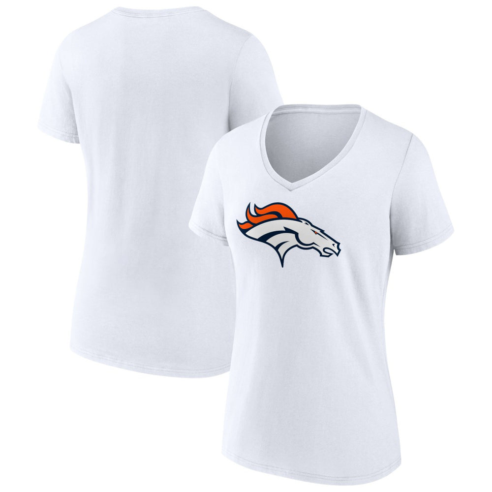 Denver Broncos Women's Primary Team Logo V-Neck T-Shirt White