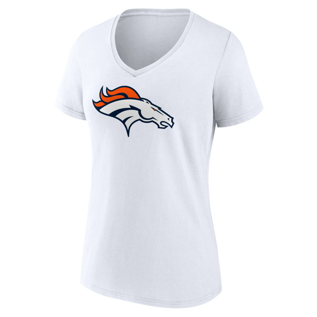 Denver Broncos Women's Primary Team Logo V-Neck T-Shirt White