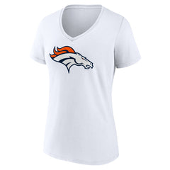 Denver Broncos Women's Primary Team Logo V-Neck T-Shirt White