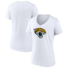 Jacksonville Jaguars Women's Primary Team Logo V-Neck T-Shirt White