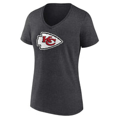 Kansas City Chiefs Women's Primary Team Logo V-Neck T-Shirt Charcoal
