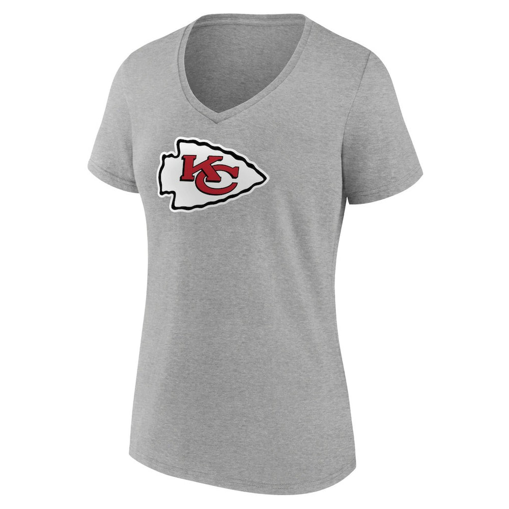 Kansas City Chiefs Women's Primary Team Logo V-Neck T-Shirt Heather Gray