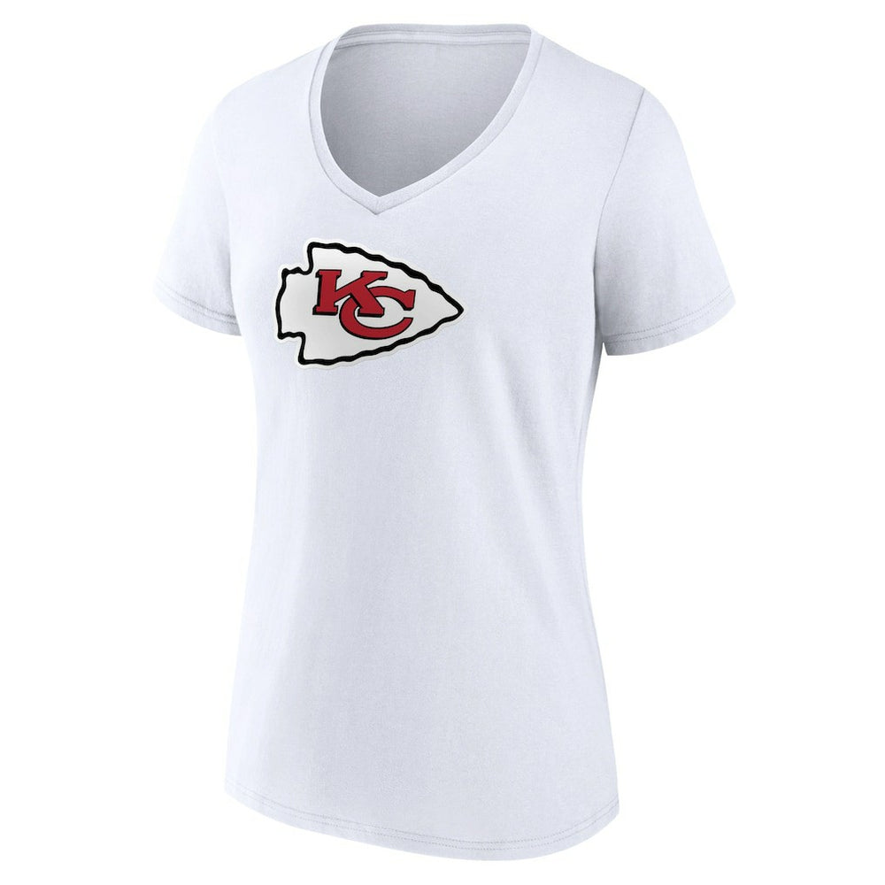Kansas City Chiefs Women's Primary Team Logo V-Neck T-Shirt White