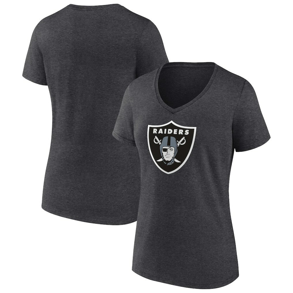 Las Vegas Raiders Women's Primary Team Logo V-Neck T-Shirt Charcoal