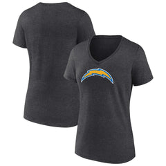Los Angeles Chargers Women's Primary Team Logo V-Neck T-Shirt Charcoal