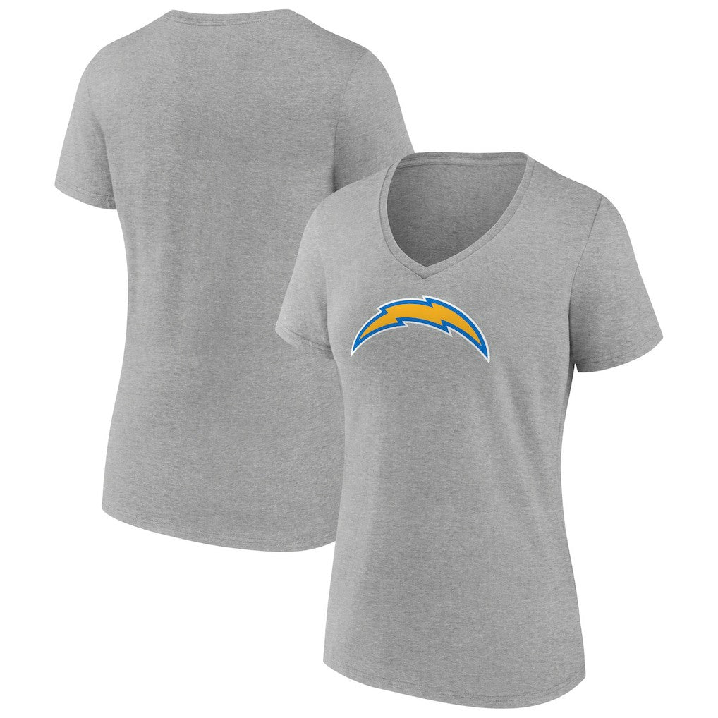 Los Angeles Chargers Women's Primary Team Logo V-Neck T-Shirt Heather Gray